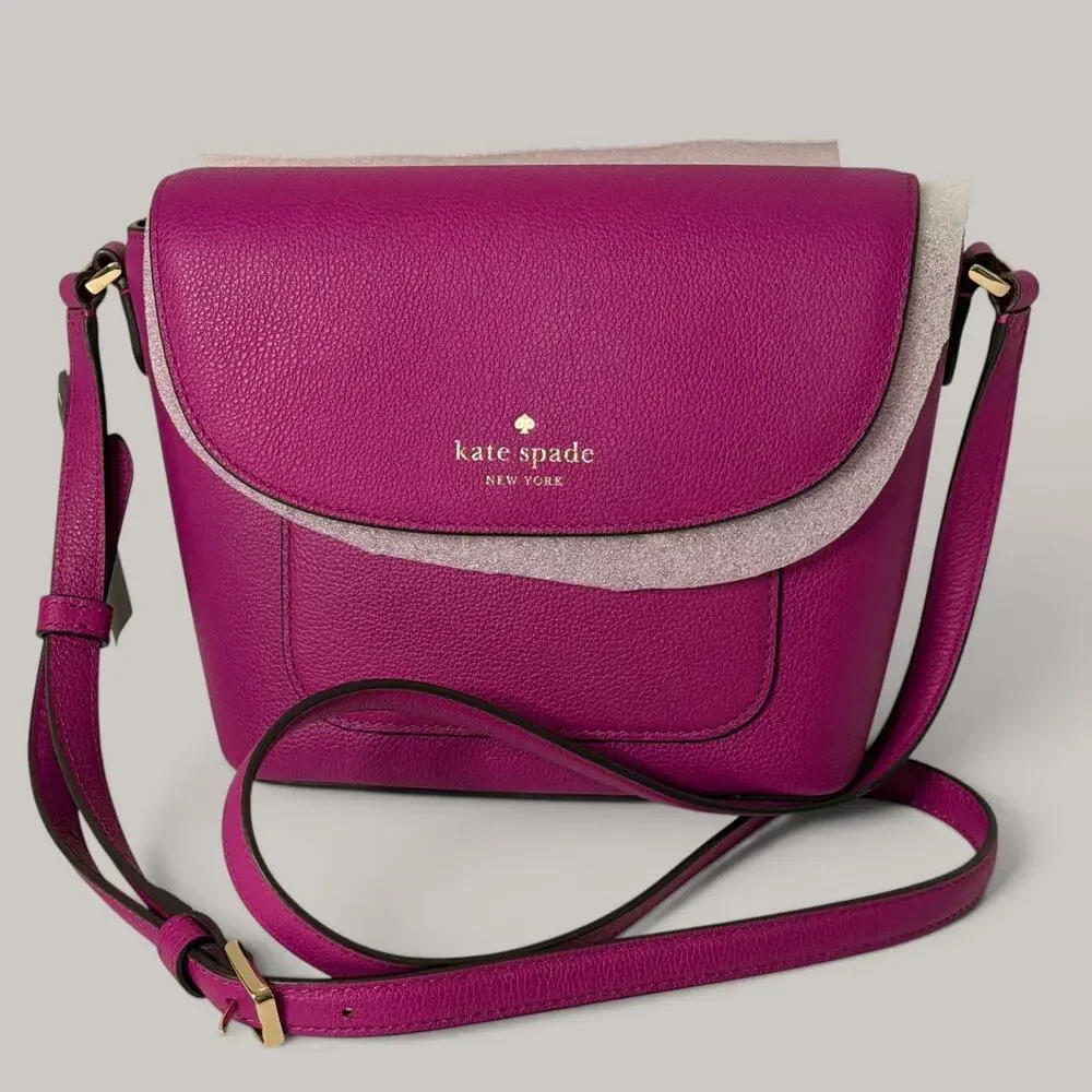 Kate Spade Elsie Crossbody Bag Baja Rose Pink Pebbled Leather Flap Close NWT